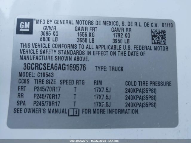 Photo 8 VIN: 3GCRCSEA6AG169576 - CHEVROLET SILVERADO 1500 