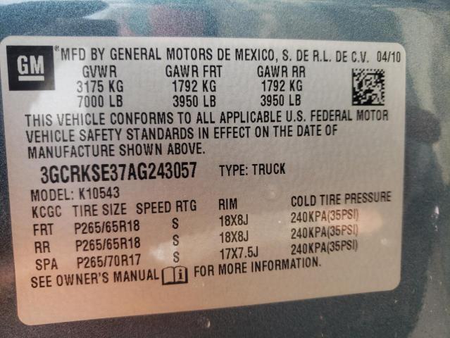 Photo 9 VIN: 3GCRKSE37AG243057 - CHEVROLET SILVERADO 