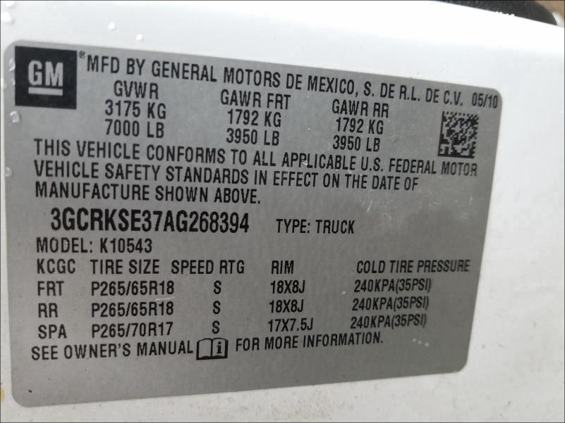 Photo 9 VIN: 3GCRKSE37AG268394 - CHEVROLET SILVERADO 