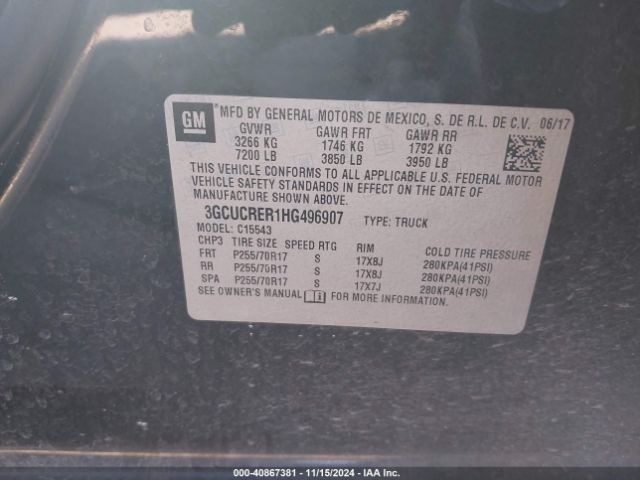 Photo 8 VIN: 3GCUCRER1HG496907 - CHEVROLET SILVERADO 