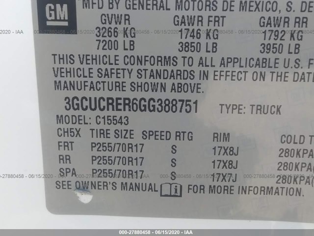 Photo 8 VIN: 3GCUCRER6GG388751 - CHEVROLET SILVERADO 1500 