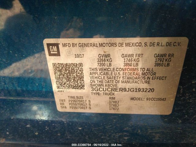 Photo 8 VIN: 3GCUCRER9JG193220 - CHEVROLET SILVERADO 1500 