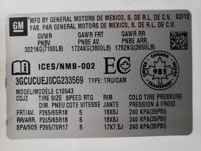 Photo 9 VIN: 3GCUCUEJ0CG233569 - CHEVROLET SILVERADO 