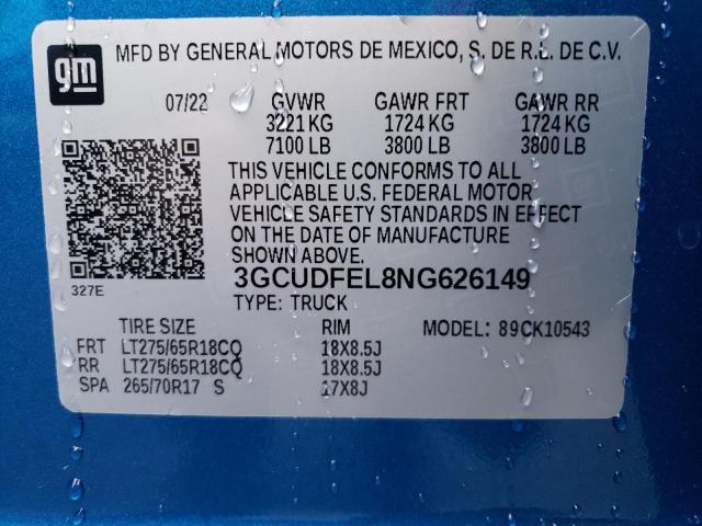 Photo 12 VIN: 3GCUDFEL8NG626149 - CHEVROLET SILVERADO 