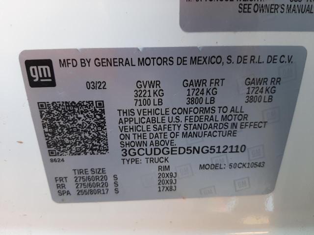 Photo 11 VIN: 3GCUDGED5NG512110 - CHEVROLET SILVERADO 