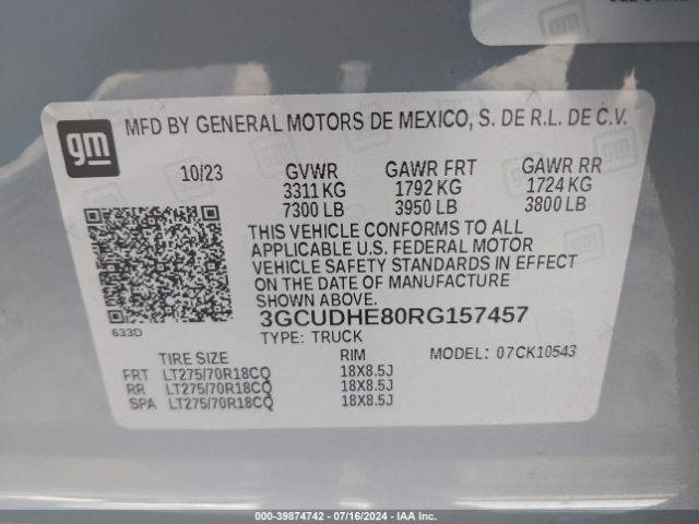 Photo 8 VIN: 3GCUDHE80RG157457 - CHEVROLET SILVERADO 