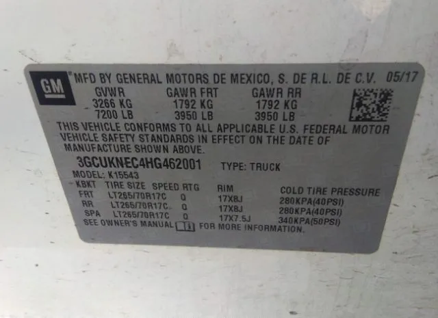 Photo 8 VIN: 3GCUKNEC4HG462001 - CHEVROLET SILVERADO 1500 