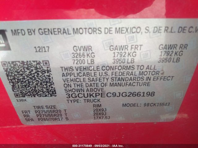 Photo 8 VIN: 3GCUKPEC9JG266198 - CHEVROLET SILVERADO 1500 