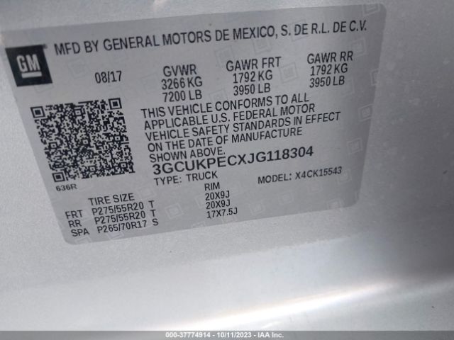 Photo 8 VIN: 3GCUKPECXJG118304 - CHEVROLET SILVERADO 1500 