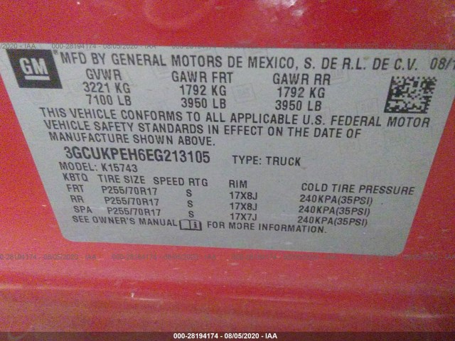 Photo 8 VIN: 3GCUKPEH6EG213105 - CHEVROLET SILVERADO 1500 