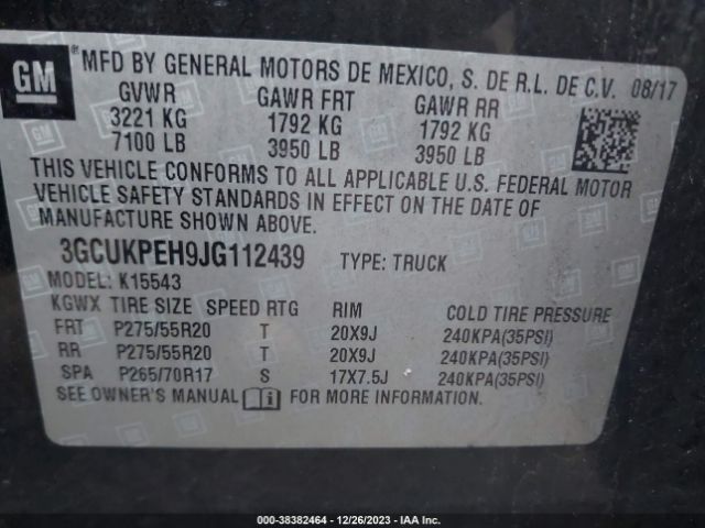 Photo 8 VIN: 3GCUKPEH9JG112439 - CHEVROLET SILVERADO 1500 