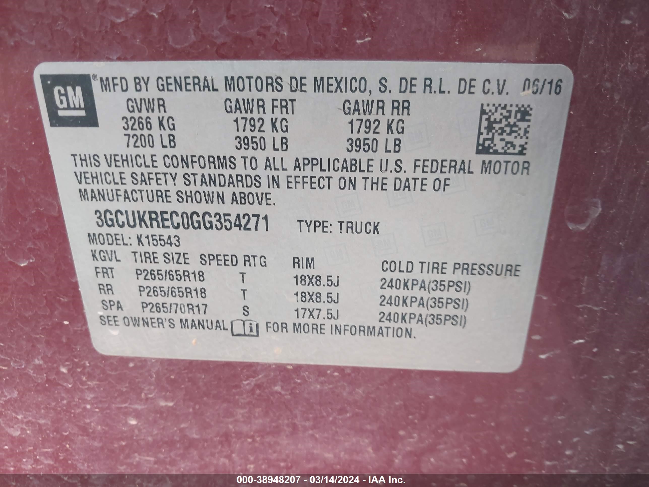 Photo 8 VIN: 3GCUKREC0GG354271 - CHEVROLET SILVERADO 