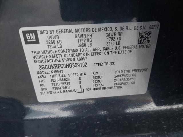 Photo 9 VIN: 3GCUKREC0HG359102 - CHEVROLET SILVERADO 