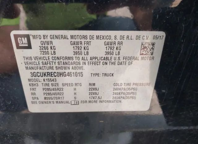 Photo 8 VIN: 3GCUKREC0HG461015 - CHEVROLET SILVERADO 1500 