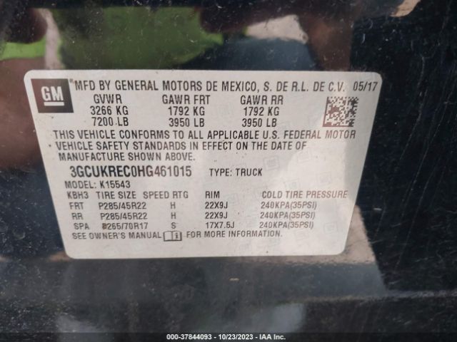 Photo 8 VIN: 3GCUKREC0HG461015 - CHEVROLET SILVERADO 1500 