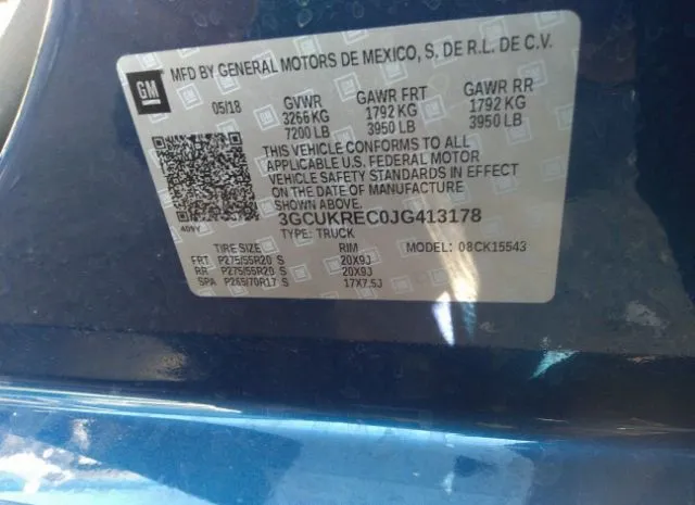 Photo 8 VIN: 3GCUKREC0JG413178 - CHEVROLET SILVERADO 1500 