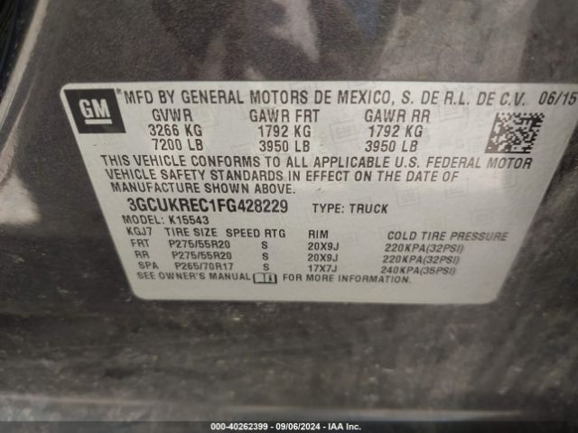 Photo 8 VIN: 3GCUKREC1FG428229 - CHEVROLET SILVERADO 