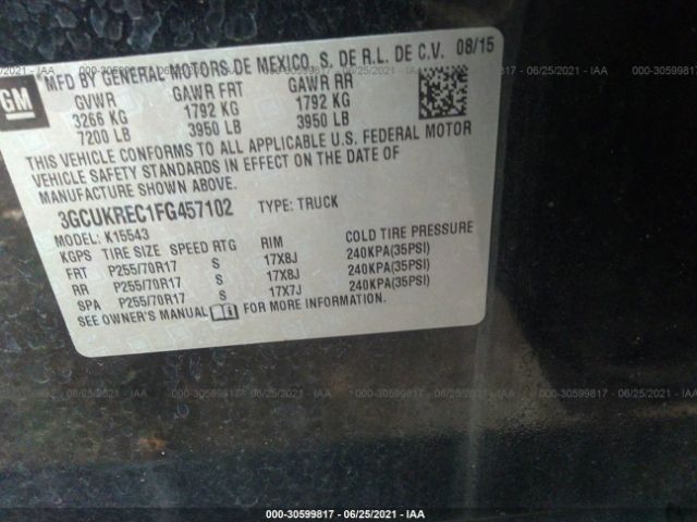 Photo 8 VIN: 3GCUKREC1FG457102 - CHEVROLET SILVERADO 1500 