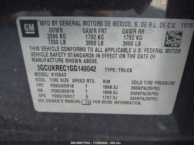 Photo 8 VIN: 3GCUKREC1GG149042 - CHEVROLET SILVERADO 