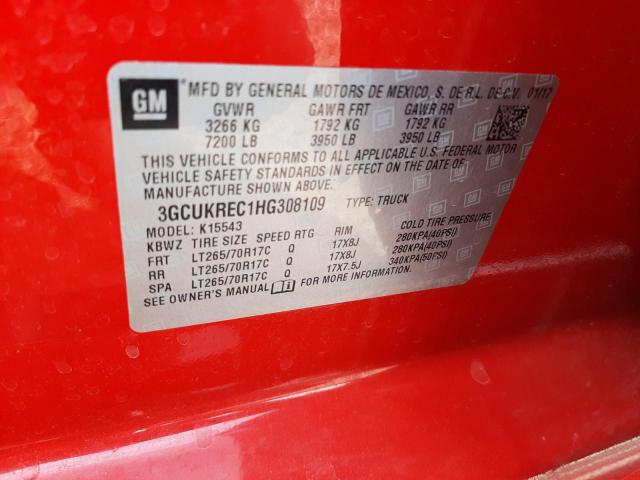 Photo 9 VIN: 3GCUKREC1HG308109 - CHEVROLET SILVRK1500 