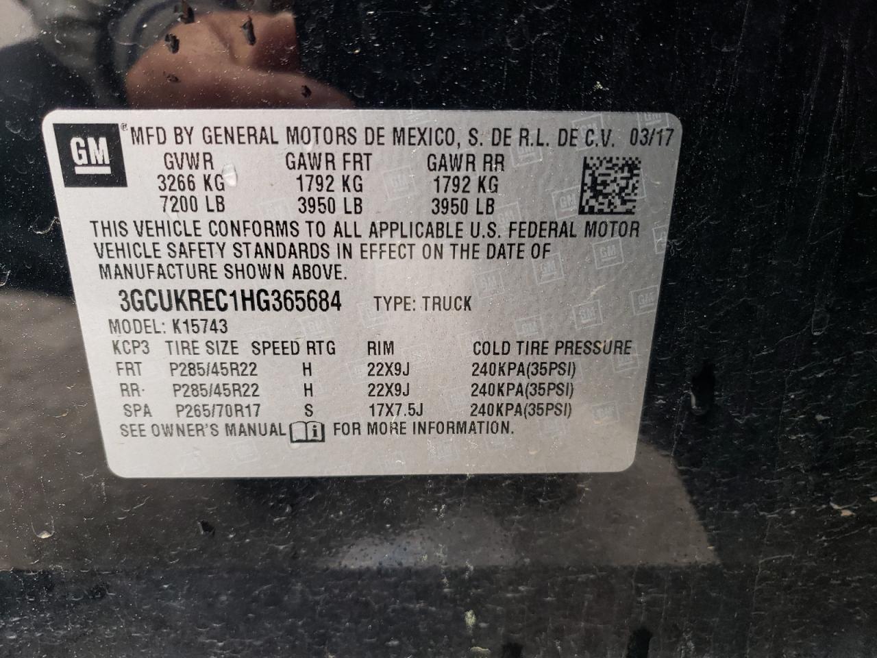 Photo 11 VIN: 3GCUKREC1HG365684 - CHEVROLET SILVERADO 