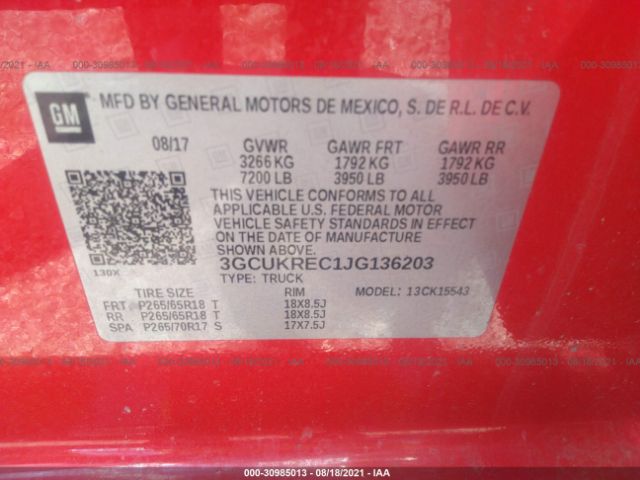 Photo 8 VIN: 3GCUKREC1JG136203 - CHEVROLET SILVERADO 1500 