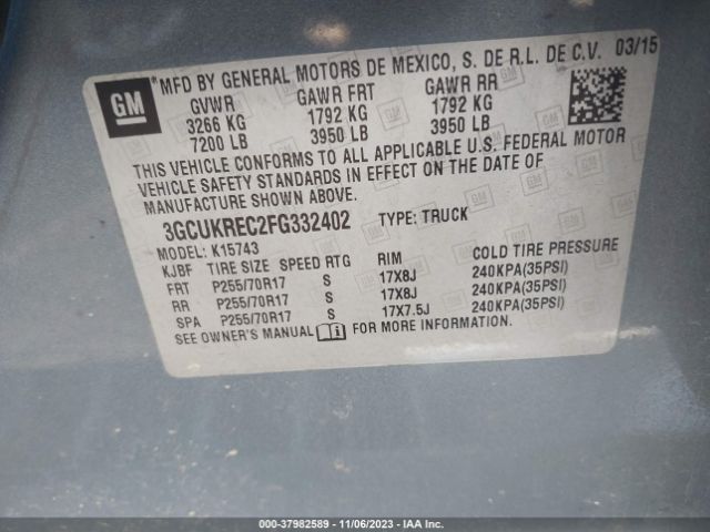 Photo 8 VIN: 3GCUKREC2FG332402 - CHEVROLET SILVERADO 1500 