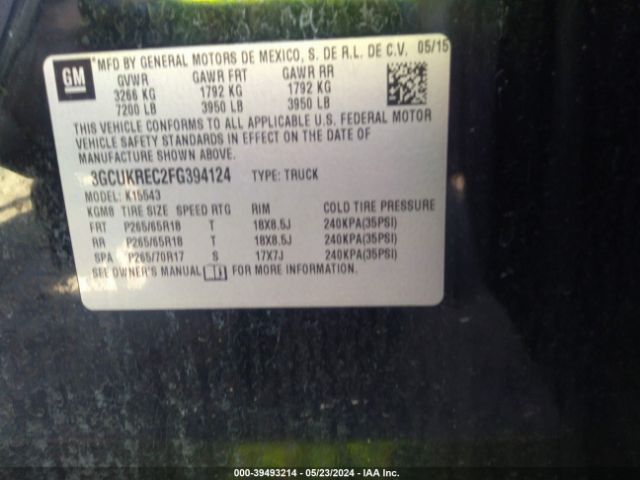 Photo 8 VIN: 3GCUKREC2FG394124 - CHEVROLET SILVERADO 1500 