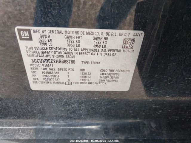 Photo 8 VIN: 3GCUKREC2HG388780 - CHEVROLET SILVERADO 