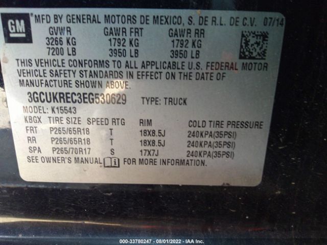 Photo 8 VIN: 3GCUKREC3EG530629 - CHEVROLET SILVERADO 1500 