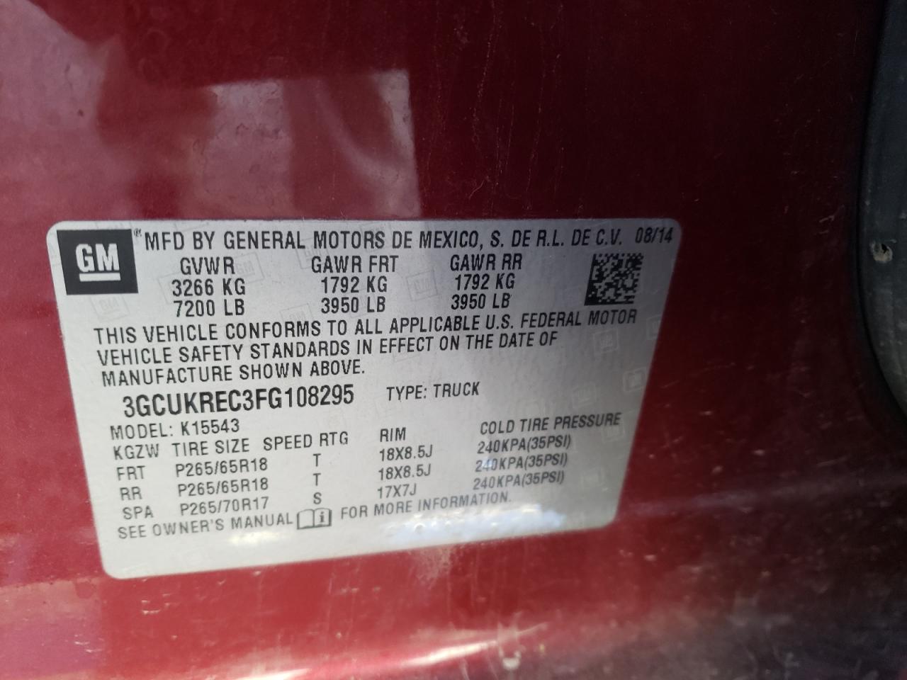 Photo 11 VIN: 3GCUKREC3FG108295 - CHEVROLET SILVERADO 