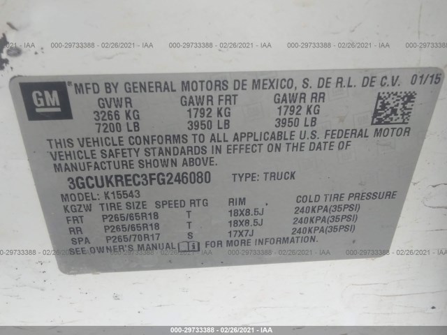 Photo 8 VIN: 3GCUKREC3FG246080 - CHEVROLET SILVERADO 1500 