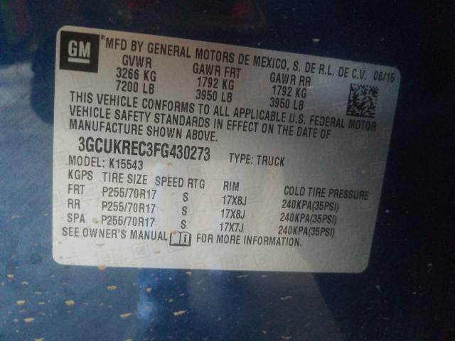 Photo 9 VIN: 3GCUKREC3FG430273 - CHEVROLET SILVERADO 1500 