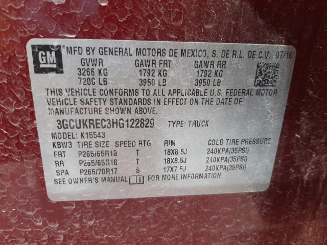 Photo 9 VIN: 3GCUKREC3HG122829 - CHEVROLET SILVERADO 