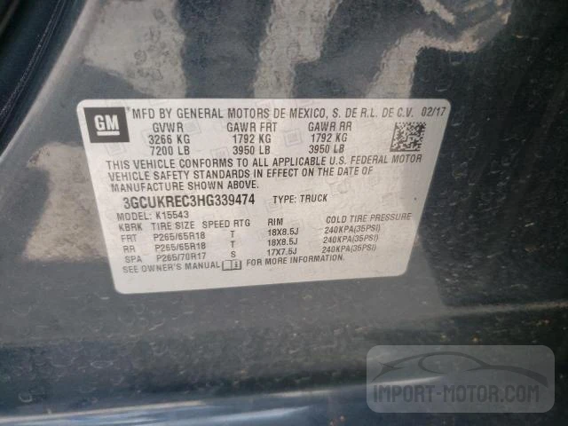 Photo 11 VIN: 3GCUKREC3HG339474 - CHEVROLET SILVERADO 