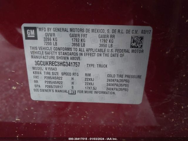 Photo 8 VIN: 3GCUKREC3HG341757 - CHEVROLET SILVERADO 1500 