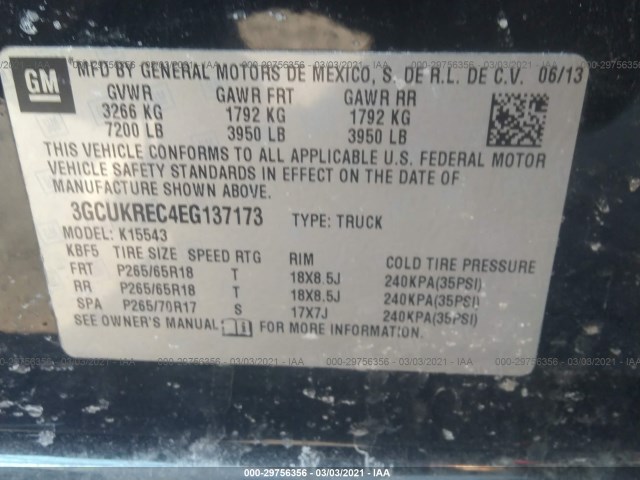 Photo 8 VIN: 3GCUKREC4EG137173 - CHEVROLET SILVERADO 1500 