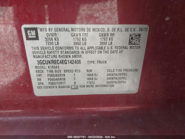 Photo 8 VIN: 3GCUKREC4EG142406 - CHEVROLET SILVERADO 