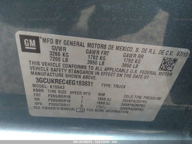 Photo 8 VIN: 3GCUKREC4EG183831 - CHEVROLET SILVERADO 1500 