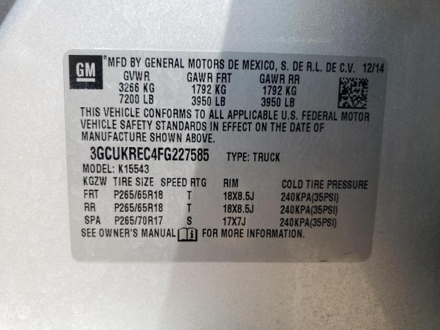 Photo 11 VIN: 3GCUKREC4FG227585 - CHEVROLET SILVRDO LT 