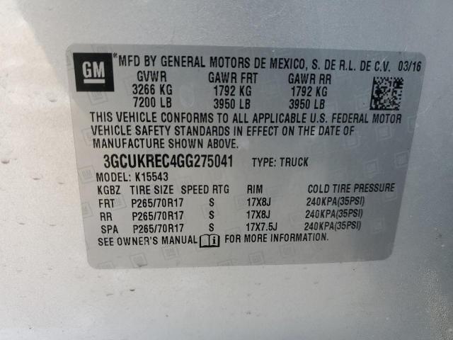 Photo 11 VIN: 3GCUKREC4GG275041 - CHEVROLET SILVERADO 