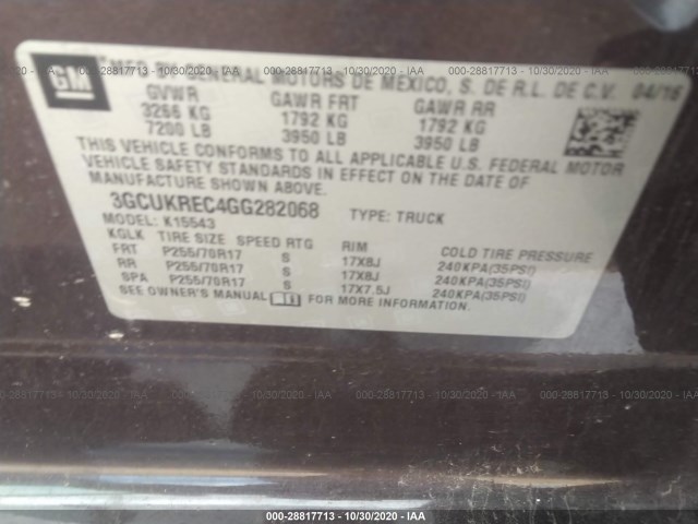 Photo 8 VIN: 3GCUKREC4GG282068 - CHEVROLET SILVERADO 1500 