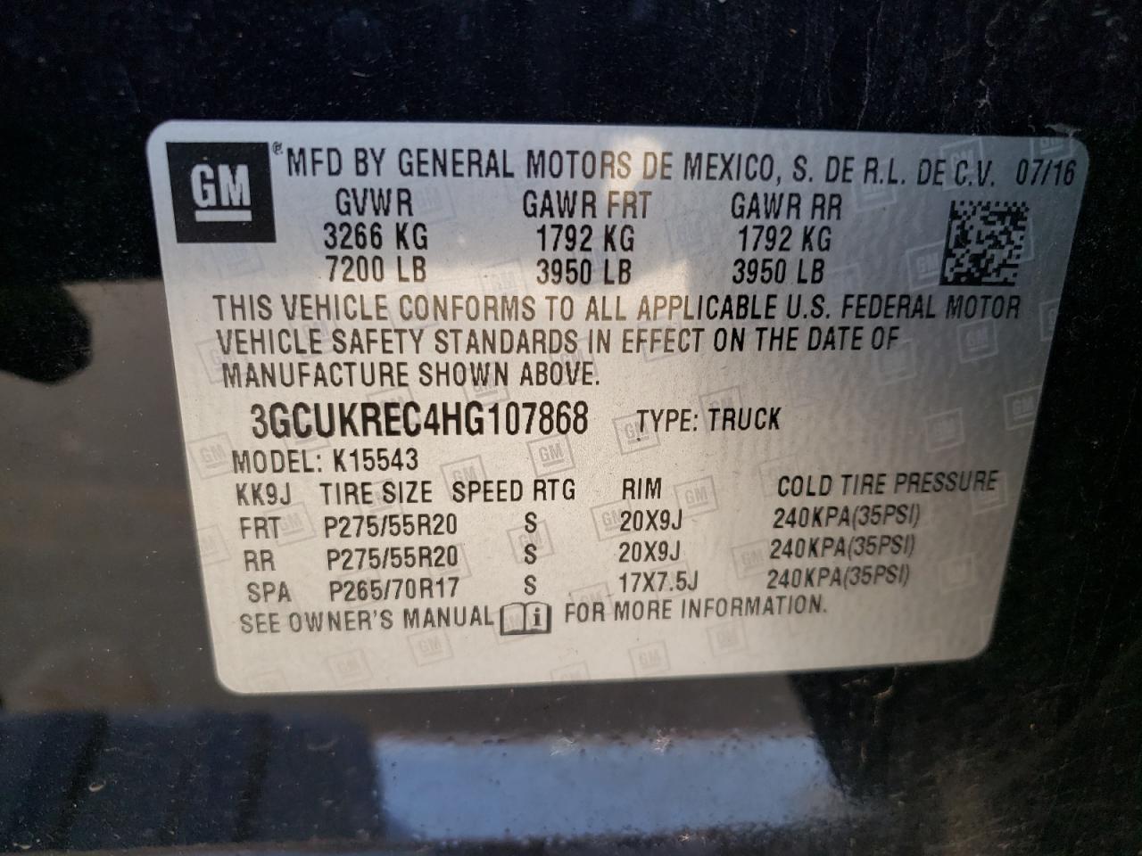 Photo 11 VIN: 3GCUKREC4HG107868 - CHEVROLET SILVERADO 