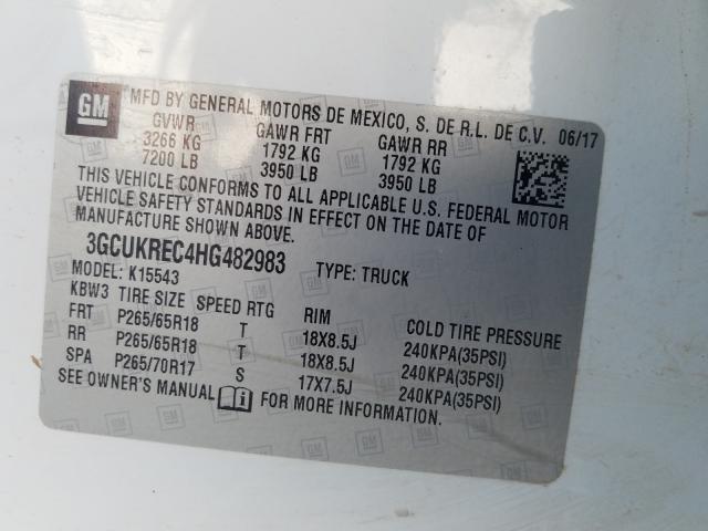 Photo 9 VIN: 3GCUKREC4HG482983 - CHEVROLET SILVERADO 