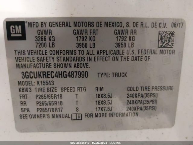 Photo 8 VIN: 3GCUKREC4HG487990 - CHEVROLET SILVERADO 1500 