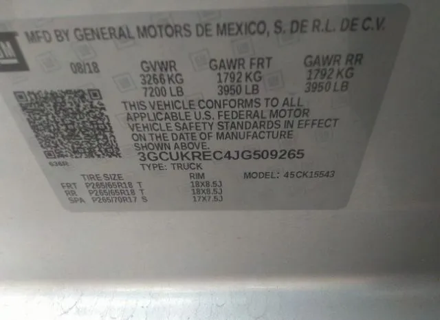 Photo 8 VIN: 3GCUKREC4JG509265 - CHEVROLET SILVERADO 1500 