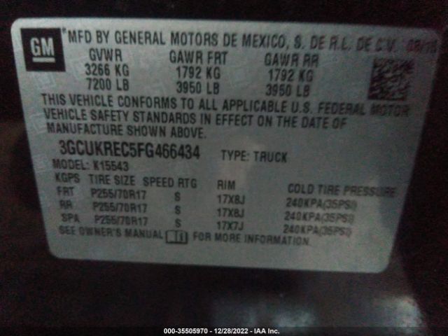 Photo 8 VIN: 3GCUKREC5FG466434 - CHEVROLET SILVERADO 