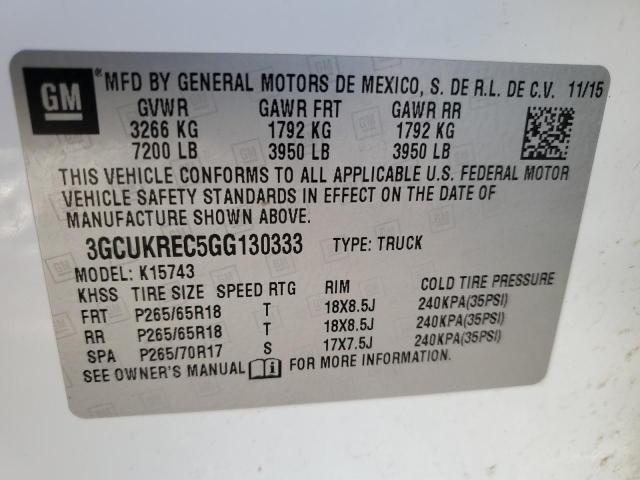 Photo 12 VIN: 3GCUKREC5GG130333 - CHEVROLET SILVERADO 