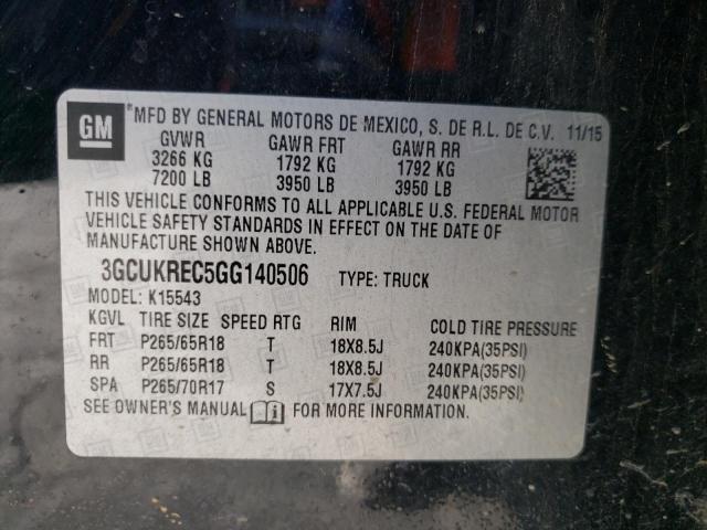 Photo 9 VIN: 3GCUKREC5GG140506 - CHEVROLET SILVERADO 