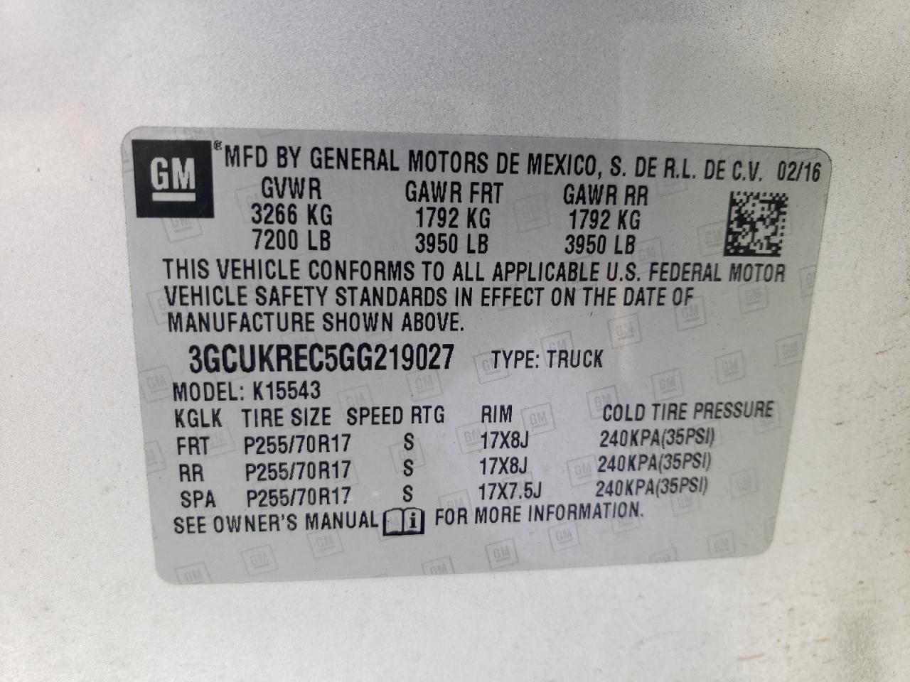 Photo 11 VIN: 3GCUKREC5GG219027 - CHEVROLET SILVERADO 